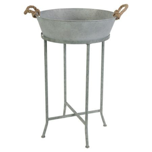 Jardinière en métal galvanisé style ferme vintage, très demandée, avec poignées et support, pour la décoration de fêtes, mariages et jardins - Fournisseur - Product Image 4