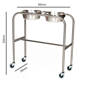 รถเข็นทางการแพทย์สำหรับโรงพยาบาลออร์โธแดกซ์มีห่วงชามคู่ทำจากสเตนเลส MC103ใช้ในการผ่าตัด - Product Image 1