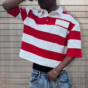 Camiseta Polo Minimalista para Hombre, Manga Corta, Diseño con Ribete en Contraste, Corte Ajustado Informal, Mezcla de Algodón, Prendas de Verano, Ropa Masculina de Moda - Product Image 4