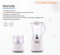 YIDA MHMF YD-H08 Blender Chopper Elektrik 2-in-1 1000W 1.5L Plastik Bebas BPA 300g Mangkuk Pencacah Mode Turbo Pulse Rumah Tangga