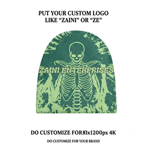 Bonnet en tricot 100 % acrylique premium 320 GSM vert imprimé, personnalisable par sérigraphie, transfert thermique, broderie, étiquette tissée - Product Image 1