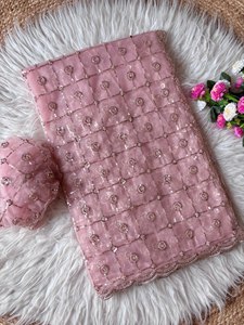 Sari de red con rosas y cuentas, estilo mágico, para mujer, ropa étnica, tradicional, para bodas, recepciones y compromisos. - Product Image 3
