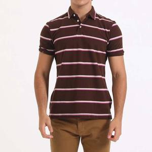 Polo de punto trenzado a rayas para hombre, prendas de punto de algodón premium, ropa informal de manga corta, polos para hombre en venta - Product Image 1