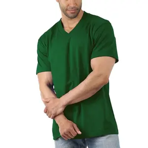 Camiseta de manga curta grande, masculina, grande, de alta qualidade, logotipo personalizado, 100% algodão, nova camiseta com gola v