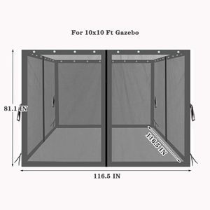 Zanzariere sostitutive da 10x10 piedi con cerniere per Gazebo da Patio Pareti a rete a 4 lati per Pergola Gazebo o padiglione - Product Image 4