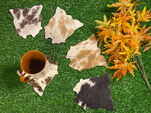 Réel de Vache À La Main De Fourrure En Cuir Thé Coaster Café Thé Tasse Tapis Vaisselle Accessoires Verres Mat Coupe - Product Image 4