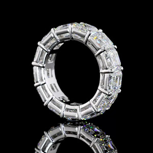 Anillo de Eternidad con Diamantes Cultivados en Laboratorio, Corte Asscher, Oro 10K 14K 18K, Plata 925 935, Joyería Moderna para Aniversario o Compromiso - Product Image 4