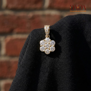 Pendentif en diamant de laboratoire taille ronde, design floral, plaqué rhodium, or 14 carats, pour femme, bijoux de mariage, cadeau - Product Image 5