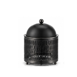 หม้อตุ๋นโลหะทรงกลมพร้อมฝาปิด ดีไซน์เรียบง่าย ทนทาน สีดำ - Product Image 1