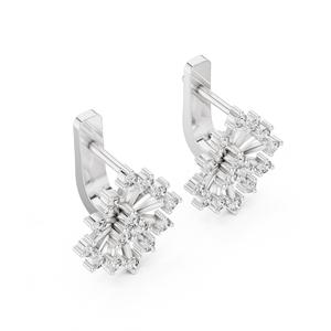 Pendientes de Aro con Diamantes Cultivados en Laboratorio CVD, Plata 925, Certificación VDS IGI, Corte Brillante |   Pendientes de Diseño Floral 5G de Moda para Mujer - Product Image 3