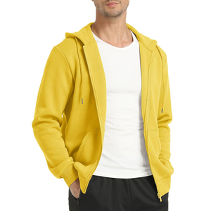 <b>Plain</b> Dyed Fleece <b>Men</b> Zipper Hoodie 100% Cotton Winter Zipper <b>Hoodies</b> for <b>Men</b> - Product Image 3