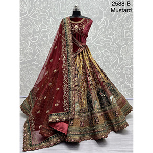 Colecciones de Lehenga Choli de viscosa para novias indias con trabajo Zarkhan de Fabzone - Product Image 1