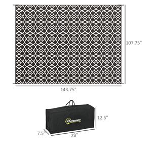 Tappeto da Esterno Reversibile 9FT X 12FT Facile da Trasportare, Design a Trifoglio Bianco e Nero per Camper e Campeggio - Product Image 3