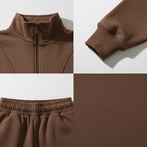 Women's 320 GSM Fleece <b>Hoodie</b> and Shorts Set Winter Casual Two Piece Outfit Custom Logo Thick Warm Tracksuit Set - Product Image 5