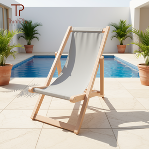 Silla de Pesca Plegable de Madera ThinkPhu con Tela de Malla Azul, Diseño Moderno, Patas Cónicas y Respaldo Abierto para Uso en Exteriores - Product Image 2