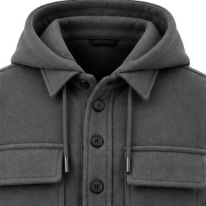 Chaqueta con capucha texturizada para hombre, chaqueta informal con botones en la parte delantera y manga larga, ropa de abrigo con doble bolsillo en el pecho para otoño e invierno - Product Image 5