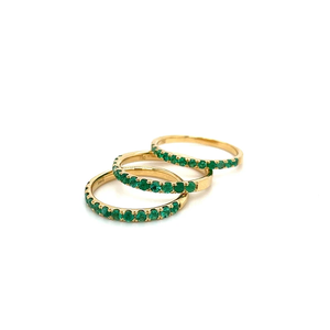 Anillos de Eternidad con Esmeraldas, Chapados en Oro de 18K, Joyería Clásica de Compromiso para Mujer, Piedra de Nacimiento de Julio, Engaste Pavé, SV JEWELS IGI - Product Image 1