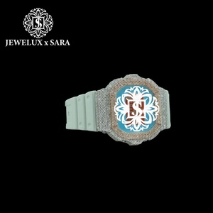 Reloj de Lujo con Diamantes Moissanite y Esfera Romana, Correa de Caucho, Estilo Ejecutivo, Disponible para la Venta - Product Image 2