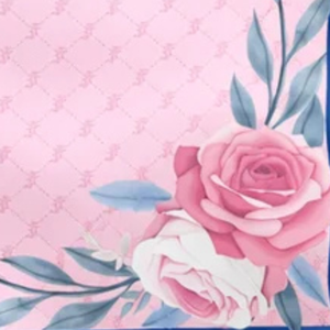 Écharpe à imprimé floral rose avec bordure bleue, accessoire de mode élégant pour femmes et filles, doux et décoratif, idéal comme cadeau et pour un usage quotidien - Product Image 6