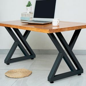 Pieds de table en métal en forme de Z robustes avec patins de nivellement réglables et vis pour tables à manger, tables basses et tables de bureau - Product Image 2