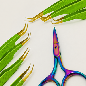 Ensemble de pinces à épiler et ciseaux en acier inoxydable vert lime personnalisés, à pointe inclinée, durables, écologiques, design moderne, pour une utilisation experte des sourcils - Product Image 2
