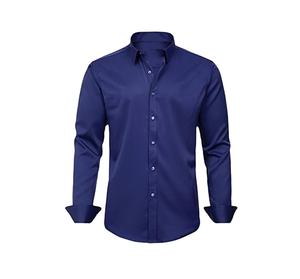 Chemises respirantes pour hommes 100% coton personnalisé de haute qualité col à manches longues surdimensionné plaine impression Logo chemises hommes - Product Image 1