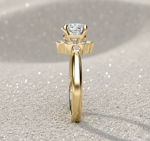 Anillo de compromiso de diamante cultivado en laboratorio Stonewels, corte marquesa central con halo, estilo vintage, engaste de oro de 14K con puntas para banda de boda certificada - Product Image 2