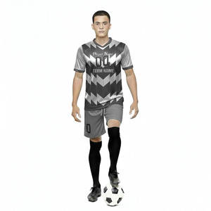 Nouvelle conception, haute qualité, ensemble uniforme de football 100 % polyester imprimé numériquement avec appliqué, col montant, logo avant et arrière, nom d'équipe personnalisé - Product Image 1