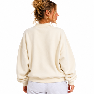 Sudadera Oversize Personalizada para Mujer con Cuello Alto, Bordado Chenille, Forro Polar, Ajuste Holgado, OEM ODM, Sudadera con Letras Griegas - Product Image 3