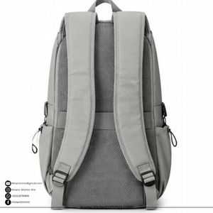 Mochila gris para portátil de 20-39L, resistente al agua, de poliéster, unisex, con cremallera y correas para los hombros, para exteriores y escuela. - Product Image 2