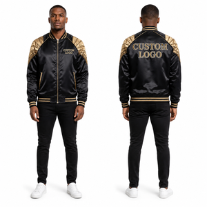 Veste en satin brodée pour homme, personnalisable, vente en gros, luxe, promotion d'équipe, marque privée, polyester et nylon matelassé, brillant et soyeux - Product Image 3