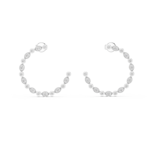 Boucles d'oreilles créoles de luxe en or blanc 10K avec diamants de laboratoire ronds, édition limitée spéciale, disponibles en 10K, 14K, 18K - Product Image 1