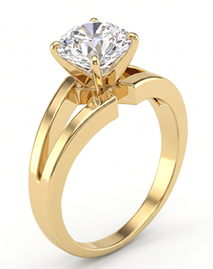 Bague de fiançailles solitaire en diamant de laboratoire taille ronde pour femme en or 18 carats, design tendance - Product Image 1