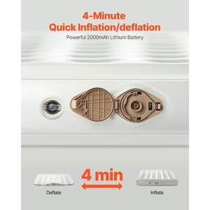 Canapé gonflable double portable pour 2 personnes, supportant 600 lb, gonflage rapide avec pompe, sac de transport, fonctionnalités de roulement pour les invités à domicile, le camping - Product Image 2