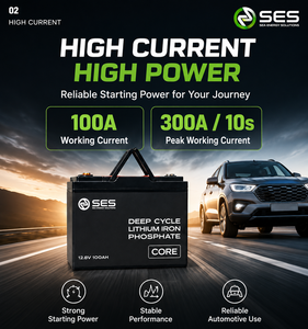 แบตเตอรี่ LiFePO4 แบบ Deep Cycle SES 12.8V 100Ah พร้อมอายุการใช้งาน 3000 รอบ สำหรับใช้งานกับเครื่องช่วยสตาร์ทรถยนต์ - Product Image 2
