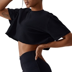 Nueva Ropa Deportiva para Yoga, Top Corto, Cuello Redondo, Camisetas Cortas de Manga Corta, Camisetas de Algodón y Poliéster - Product Image 1