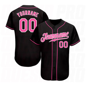 Camiseta de Béisbol Personalizada Negra, Rosa y Blanca, Auténtica, Uniforme de Equipo Premium Personalizado, Logotipo Personalizado, Nombre y Número del Jugador, Transpirable - Product Image 2