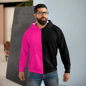Sweat-shirt à capuche zippé pour homme, rose et noir, avec logo imprimé sur le devant, coupe classique, en molleton tricoté, pour l'hiver - Product Image 3