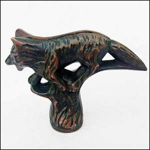 Bastón de latón antiguo con cabeza de zorro, mango moderno de diseño con cabeza de animal, bastón de 5 pulgadas, venta al por mayor OEM - Product Image 3