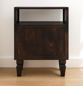 Table de chevet en bois à 2 tiroirs, design moderne et nouveau, avec un attrayant motif floral, artisanat du marché indien. - Product Image 5