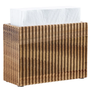 Porte-serviettes en bois massif à l'aspect lamellé moderne, organiseur de papier vertical en bois texturé - Product Image 2