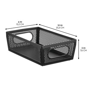 Grand panier de rangement rectangulaire en métal, bac d'organisation multifonctionnel pour la maison - Product Image 5