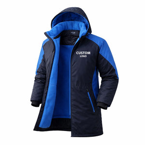 Custom Swim Parka <b>Jacket</b> Blue Panels <b>Jacket</b> Waterproof <b>Long</b> Coat Hooded Fleece Lined <b>Winter</b> Swimming Outerwear for Teams - Product Image 3