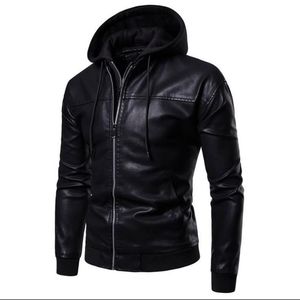 Sudaderas con capucha de cuero para hombre, ropa exterior elegante de invierno diseñada para el uso diario con comodidad y ajuste de cuero suave. - Product Image 2