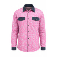 Chemise de travail classique FR Western Welding, résistante aux flammes, à prix régulier, pour le travail minier et la soudure, rose/blanc