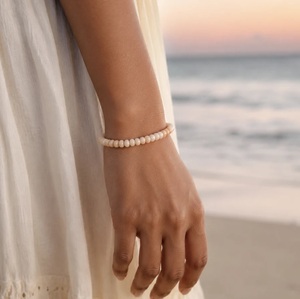 Pulsera de Piedras de Ópalo Rosa Natural Facetado, Pulsera Elástica con Cuentas de Cristal Rosa Pastel, Joyería para Mujer - Product Image 2
