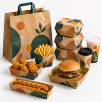 Caja de Papel para Hamburguesas con Impresión Personalizada, Caja de Embalaje para Comida para Llevar, para Comida Rápida