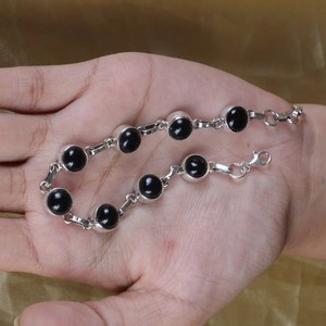 Bracelet en argent sterling 925 fait à la main pour femmes pierre précieuse d'onyx noir naturel bijoux faits à la main pour femmes bracelets en onyx noir - Product Image 6