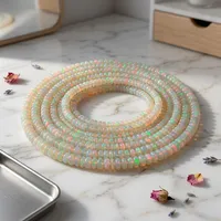 Perles d'opale naturelle en vrac, rondes, taille brillant, faites à la main, multi-feu, pour la fabrication de bijoux, bracelets et colliers