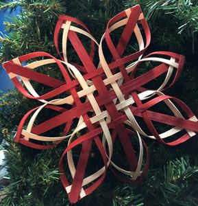 Ornement d'arbre rouge étincelant, étoile suspendue, décoration d'arbre de noël, tissé à la main, étoile en bambou doré, étoile de noël - Product Image 1